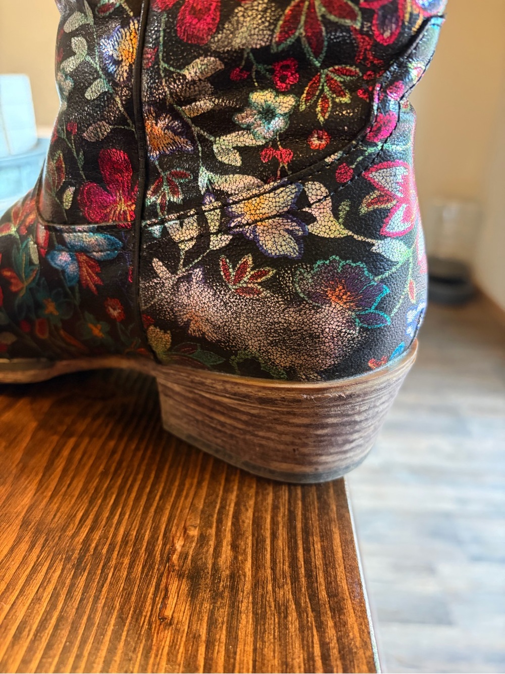 NWT Roper Women's Ingrid Floral Metallic Snip Toe Cowboy Ankle Boots Size 10 - Picture 5 of 6